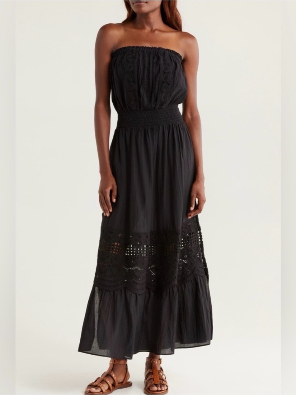 Ramy Brook Cambridge Lace Inset Strapless Dress